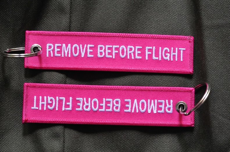 Aviation Keychains tag - Remove Before Flight Pink