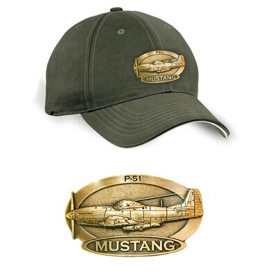 P-51 Mustang Luxury baseball cap with metal emblem P-51 Mustang brass cap