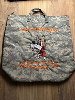 USAF helmet bag embroidery Wolfhounds 32nd TFS Soesterberg AB